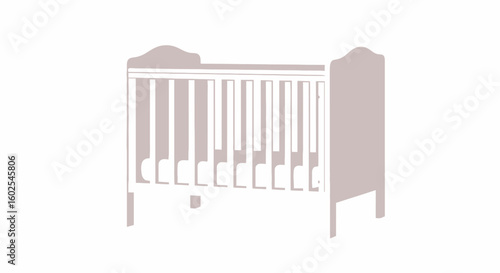 Minimalist baby cot illustration conveying innocence and anticipation of a child's arrival within the confines of domestic comfort and love