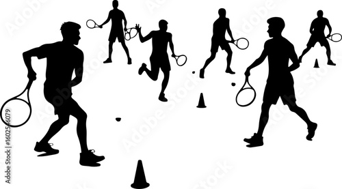 Tennis, players, silhouette, sport, bundle