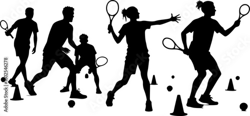 Tennis, players, silhouette, sport, bundle