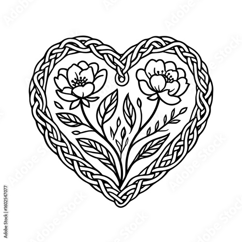 Intricate Heart-Shaped Design with Floral Motifs.