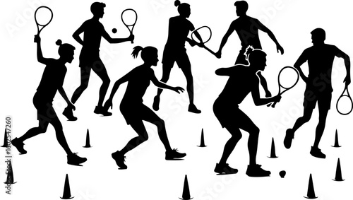 Tennis, players, silhouette, sport, bundle