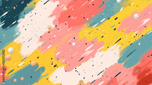 Abstract colorful brush strokes in playful pattern design  