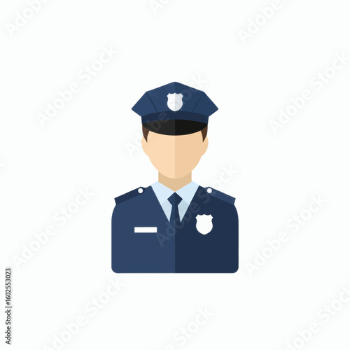 Flat icon of a police officer in uniform.