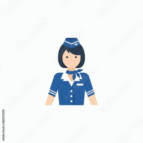 Flight attendant, female, uniform, airline, service, profession.