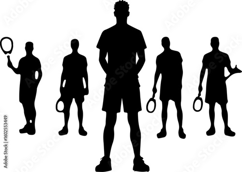Tennis Player Silhouettes in Action"