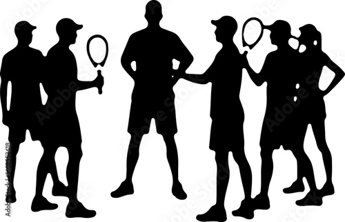 Tennis Player Silhouettes in Action"