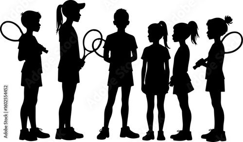Tennis Player Silhouettes in Action"