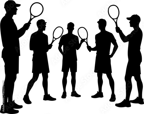 Tennis Player Silhouettes in Action"