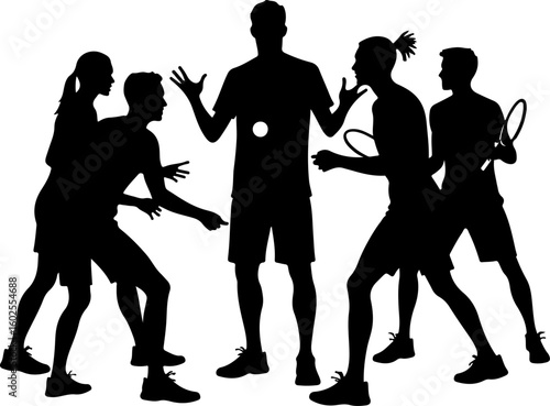 Tennis Player Silhouettes in Action"