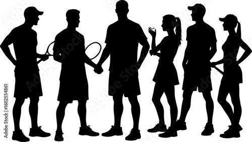 Tennis Player Silhouettes in Action"