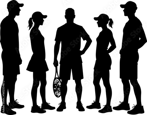 Tennis Player Silhouettes in Action"