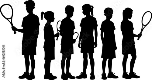 Tennis Player Silhouettes in Action"