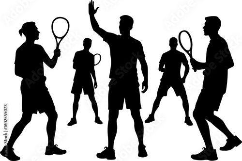 Tennis Player Silhouettes in Action"