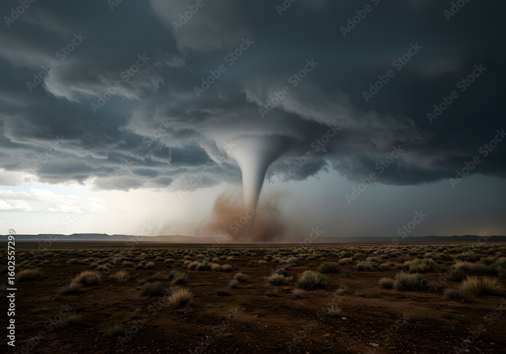 Fototapeta premium Powerful tornado over dry landscape