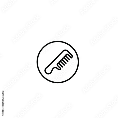 Hair comb vector icon, simple black outline symbol for haircare and barbershop.