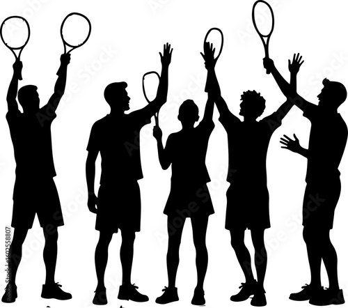 Tennis Player Silhouettes in Action"