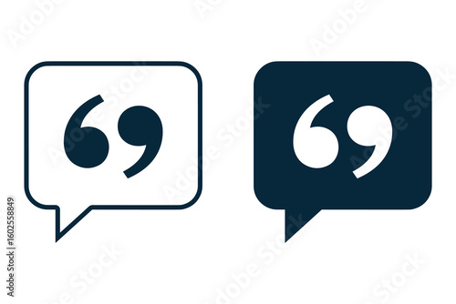 Quotation Icon Set – Vector Speech Bubble with Quotation Marks for Messaging and Blogging