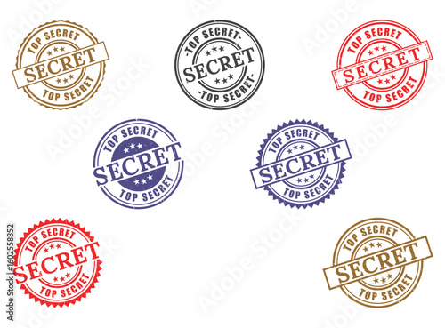 Top Secret Rubber Stamp Collection, Classified Information Seal Vector Set