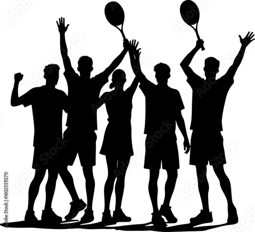 Tennis Player Silhouettes in Action"