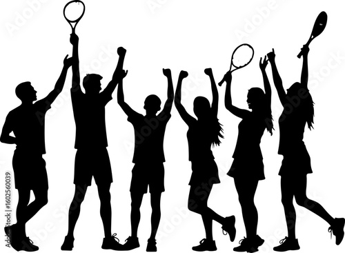 Tennis Player Silhouettes in Action"