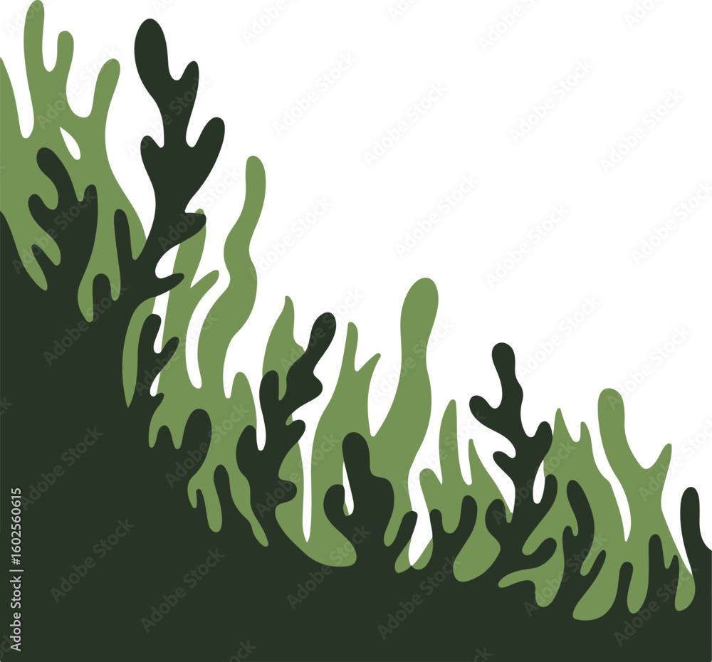 Underwater Seaweed Pattern with Various Green Hues and Shapes Underwater Seaweed Pattern with Various Green Hues and Shapes