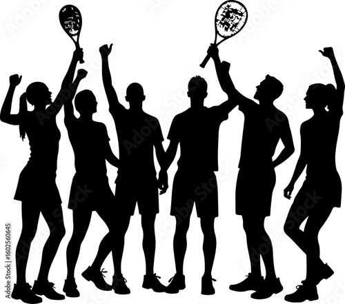Tennis Player Silhouettes in Action"