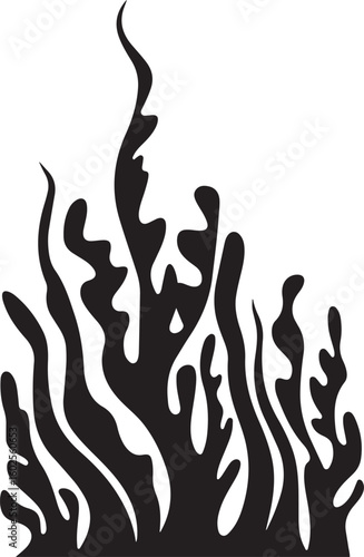 Stylized Seaweed or Underwater Plant Silhouette Design Element