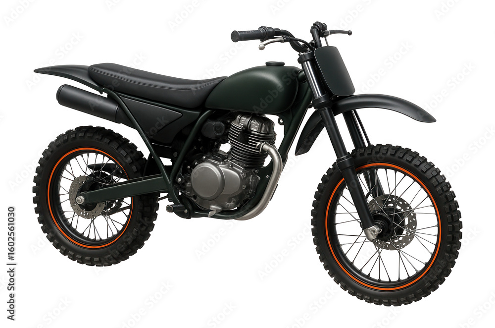 Classic dirt bike with high fenders and kick start lever Classic dirt bike with high fenders and kick start lever