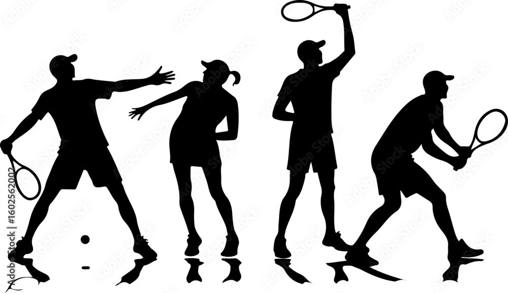Fototapeta premium Young Tennis Players Silhouette Line-up