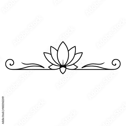 Elegant Lotus Flower Decorative Divider Outline Vector