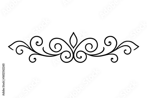 Elegant Scroll and Leaf Decorative Divider Outline Vector