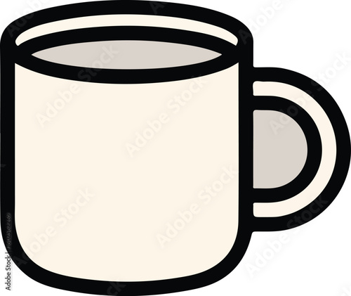 Simple mug with handle and liquid beverage style vector illustration EPS file download