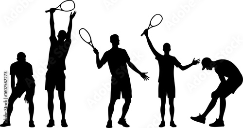  Young Tennis Players Silhouette Line-up