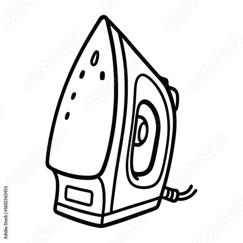 Household Steam Iron Outline Vector - Laundry Appliance Icon
