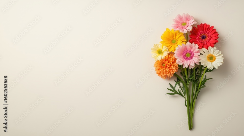 Fototapeta premium Bright and Colorful Flower Bouquet on Neutral Background
