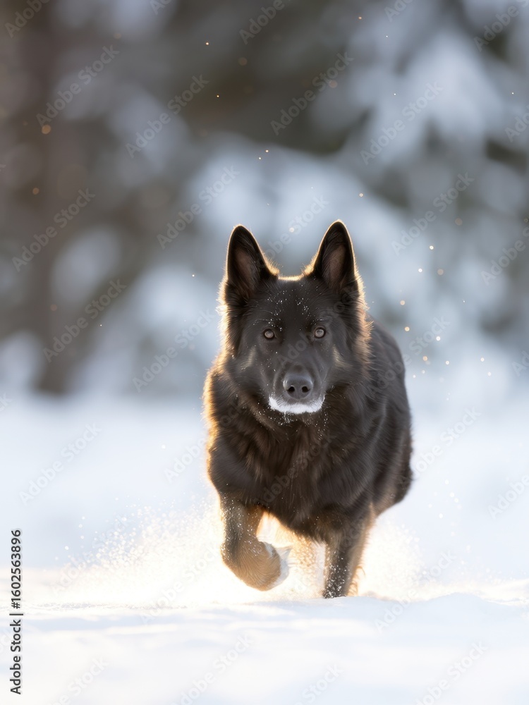 Fototapeta premium Running wolf in snowy landscape nature photography captivating winter environment outdoor adventure wildlife exploration