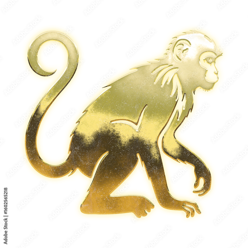 Obraz premium Shining golden monkey, alpha channel