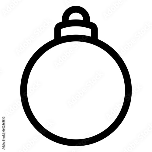 Decoración de Navidad. Icono con silueta de bola de navidad con líneas para tarjetas y felicitaciones
