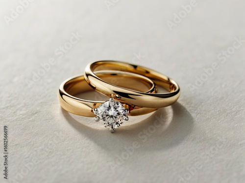 Gold wedding bands with sparkling diamond engagement ring wedding rings jewelry