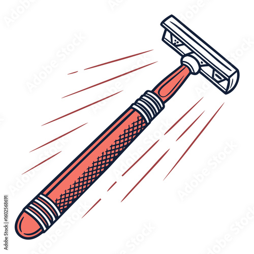 Retro style shaving razor illustration, dynamic vector design for grooming and personal care products