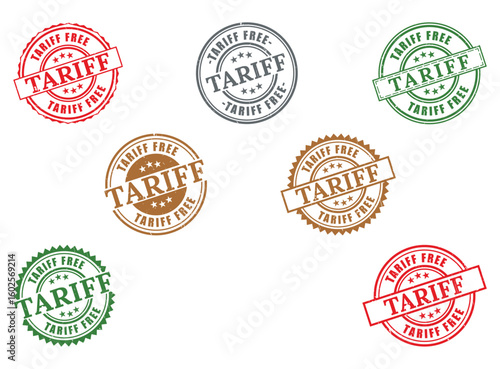Tariff Free Rubber Stamp Collection, Import Duty Exempt Seal Vector Set