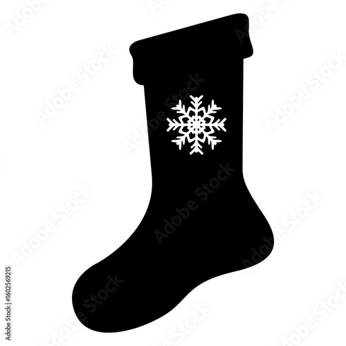 Icono con silueta de calcetín con copo nieve
