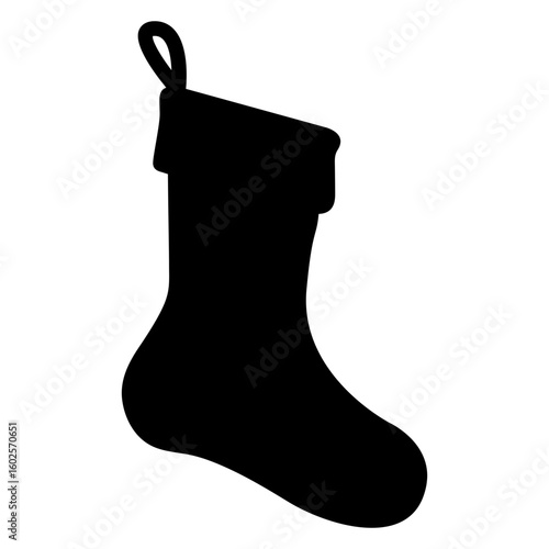 Tiempo de Navidad. Icono silueta de media para regalos de Santa Claus para tarjetas y felicitaciones