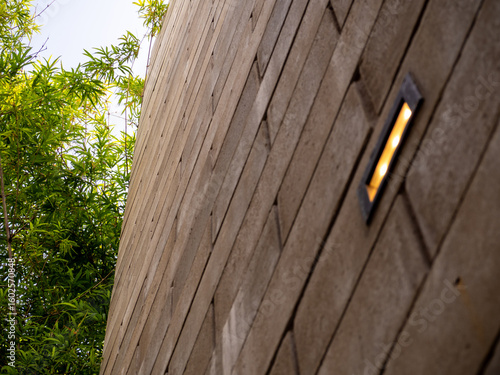 Recessed outdoor lighting in the brick wall