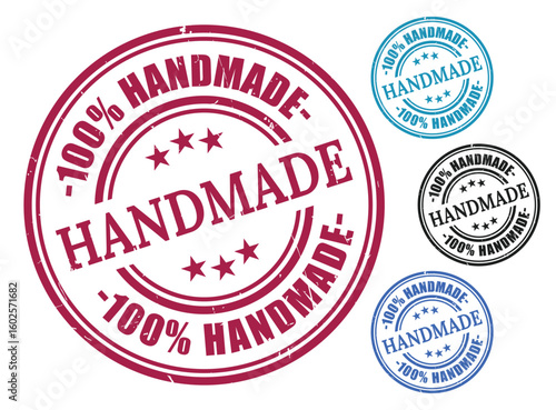 100% Handmade Badge Collection, Grunge Rubber Craftsmanship Stamp Set  