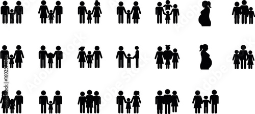 Family icons vector collection of different family types and configurations