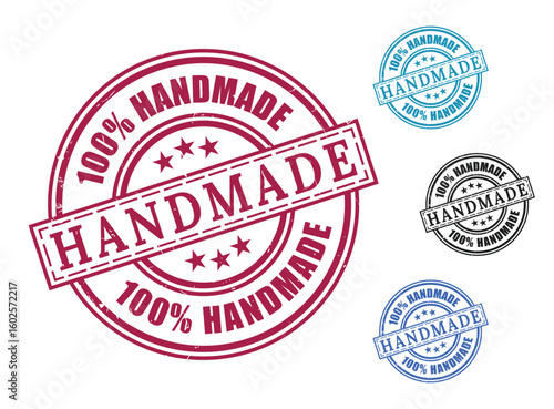 100% Handmade Certified Stamp Collection, Grunge Rubber Artisanal Product Seal Set  