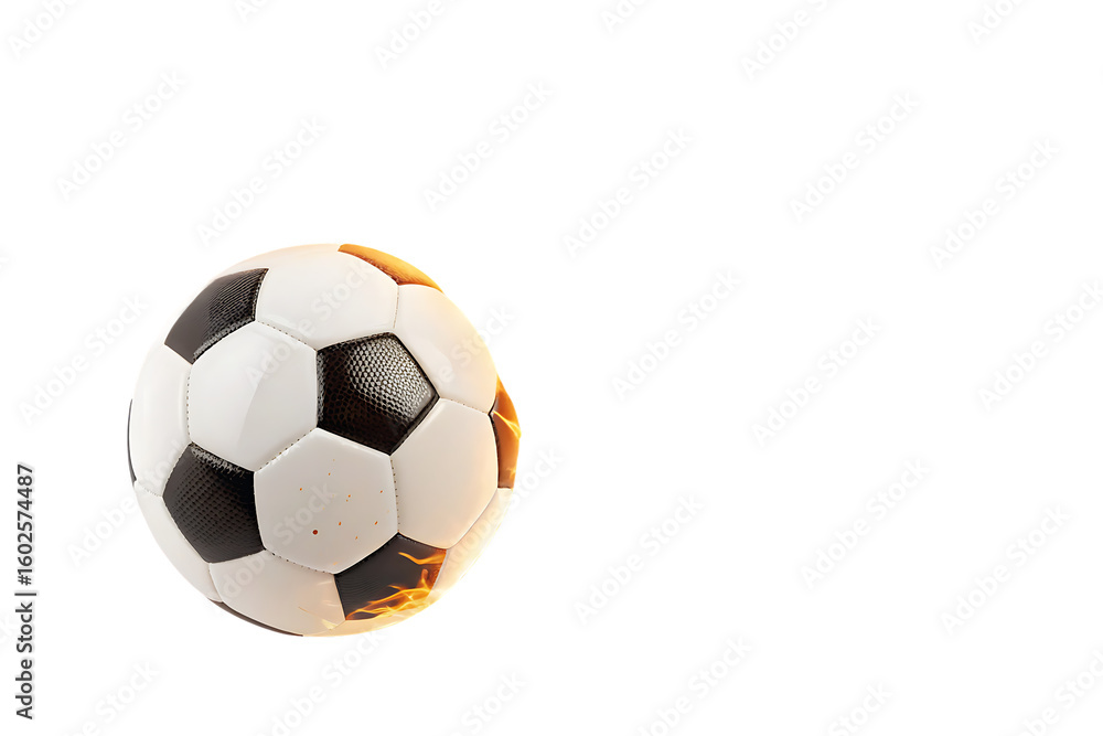 Fototapeta premium flaming soccer ball sports and recreation isolated on white background PNG, AI GENERATED