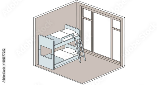 Bunk bed room interior simple style