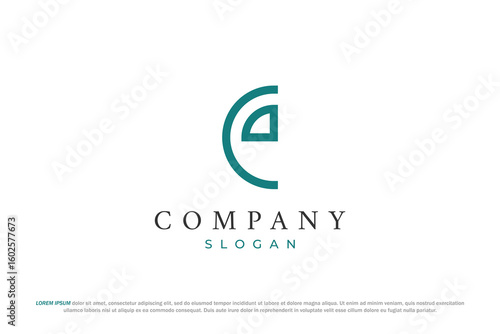 letter e semicircle minimal logo